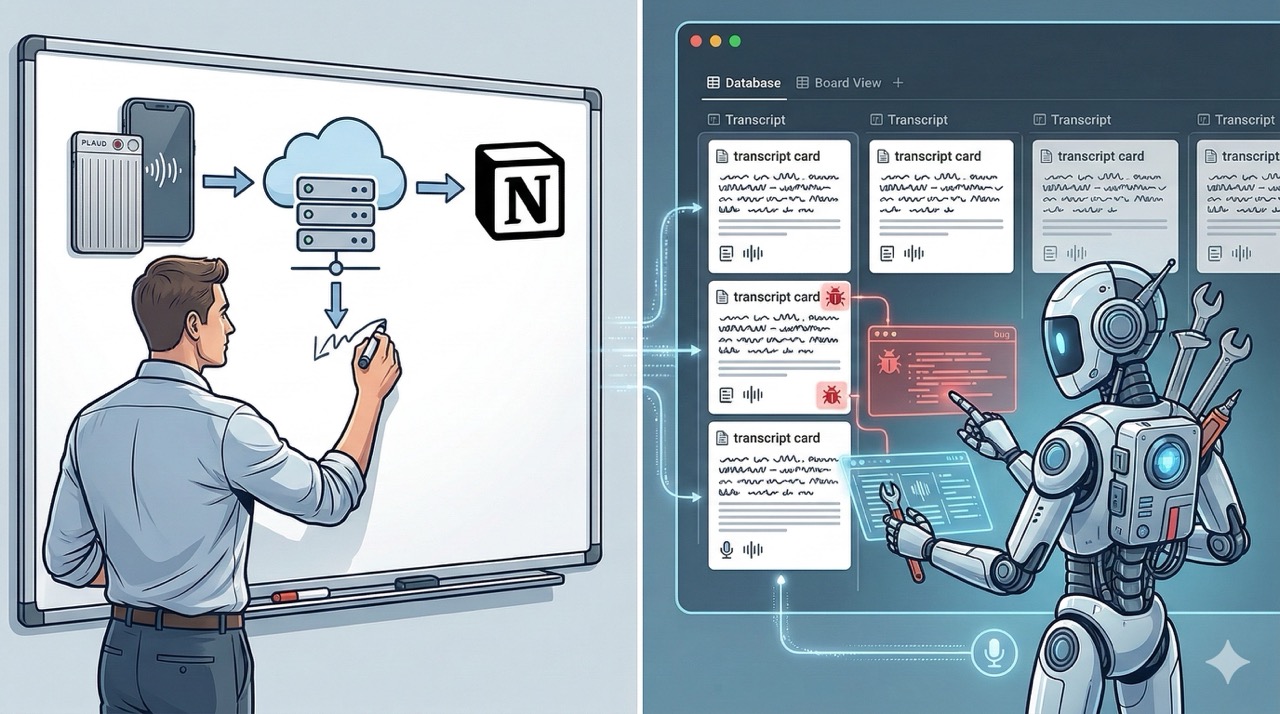 Plaud × Notion: как мы построили устойчивый конвейер транскриптов через «серый» API (две точки зрения)