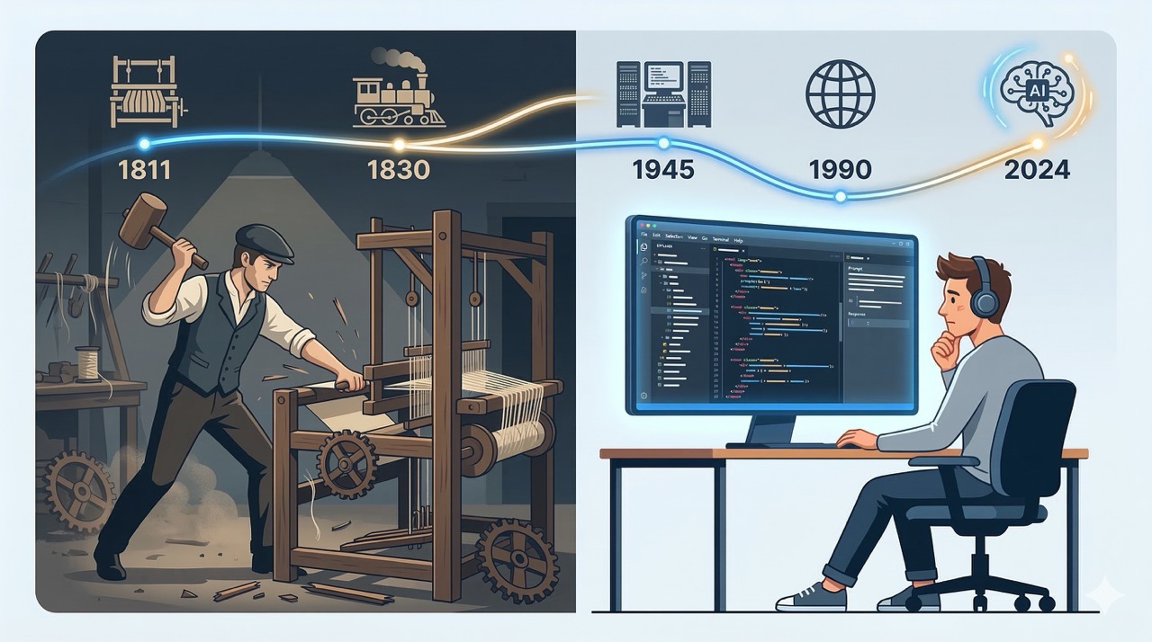 Программисты 2026 года — ткачи 1811 года с макбуком