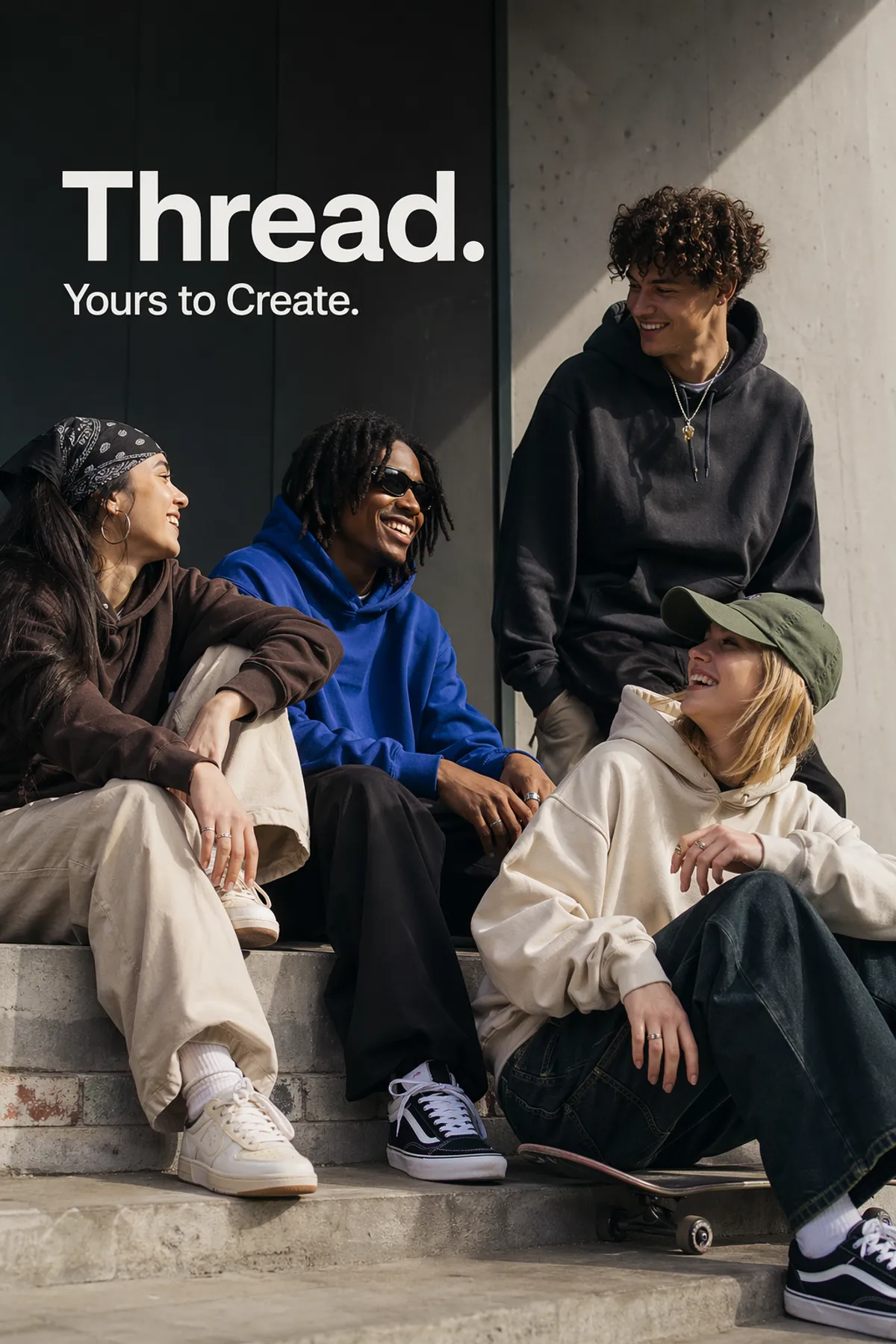 Рекламный кадр бренда Thread со слоганом «Yours to Create» — gpt-image-2