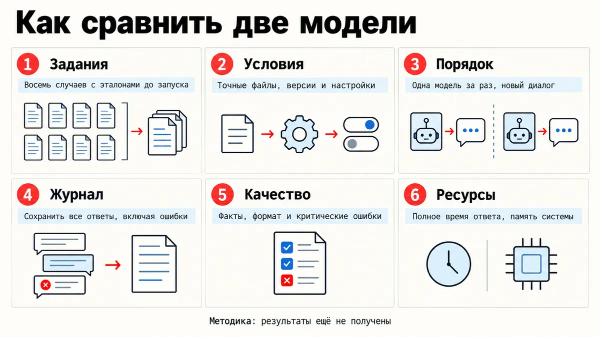 Схема: Как сравнить локальные модели на своих задачах