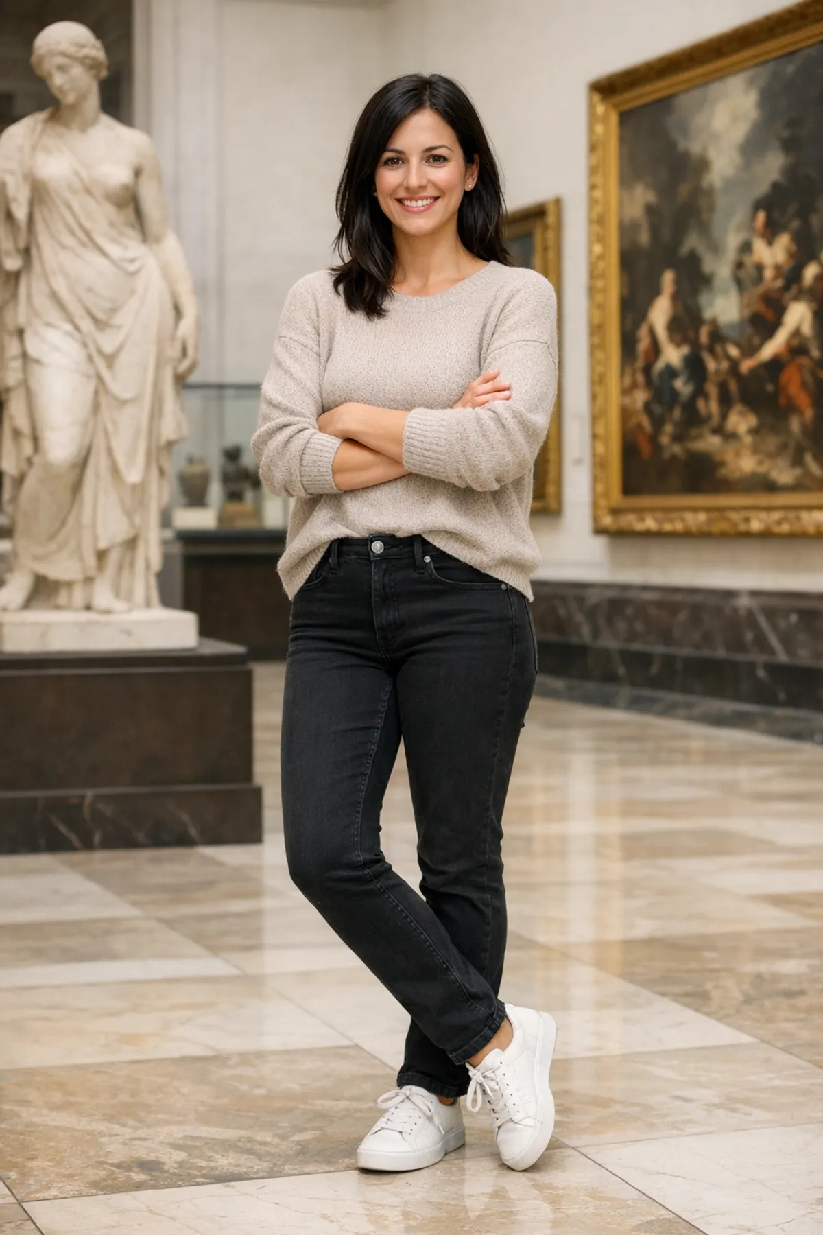 Входное фото: женщина в музее — woman_in_museum.png
