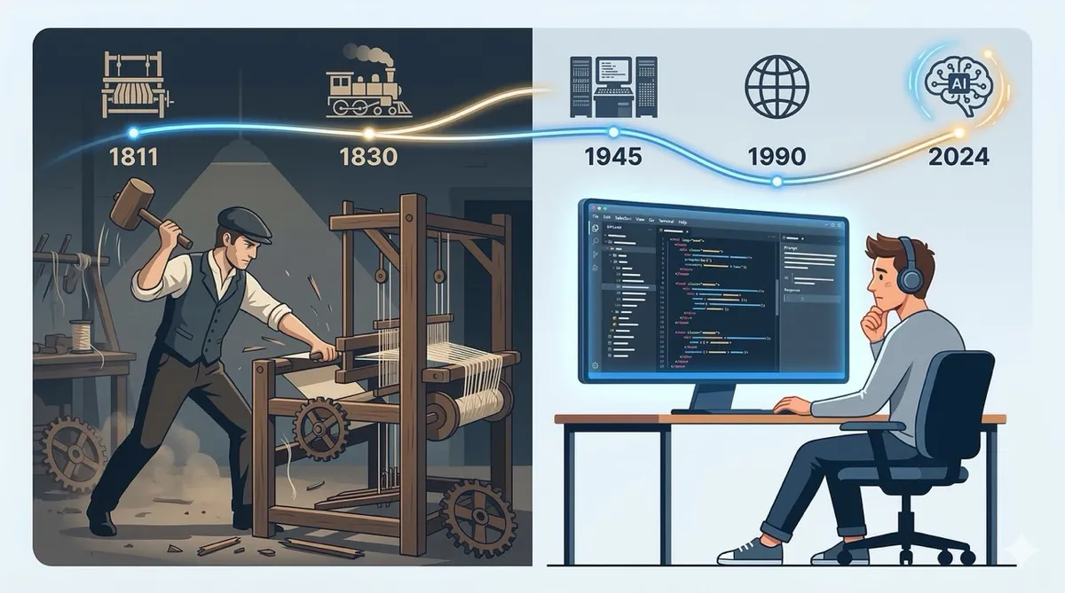 Программисты 2026 года — ткачи 1811 года с макбуком